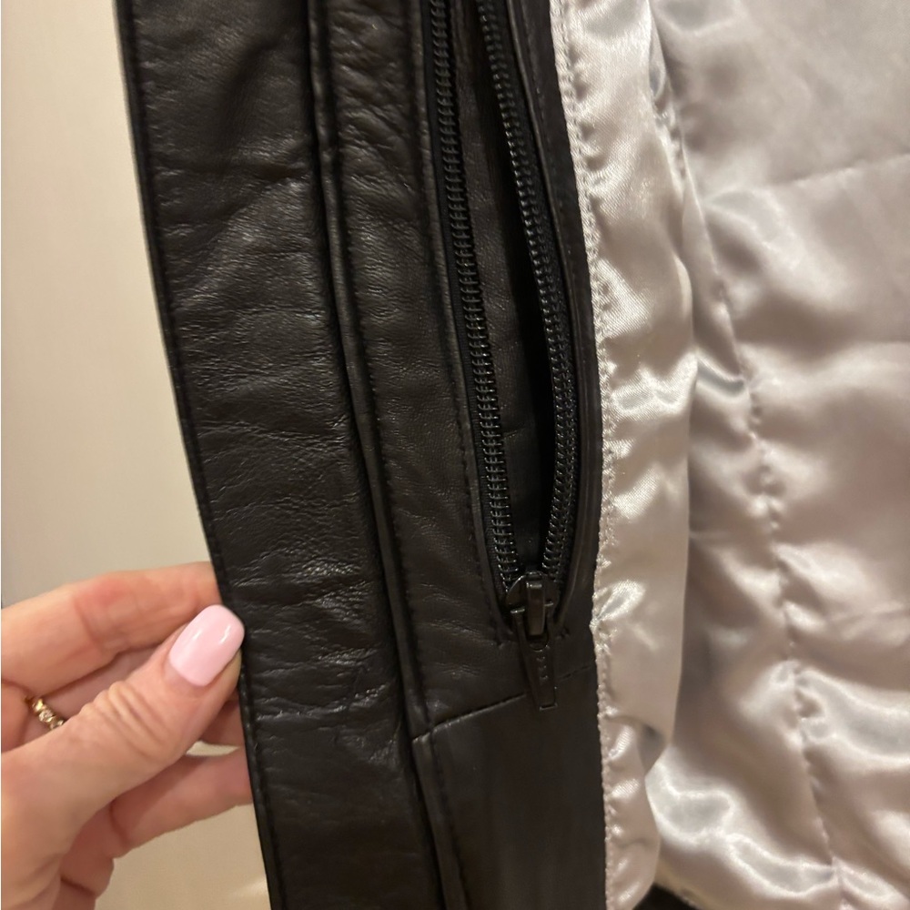 Vintage Harley Davidson Black Leather fancy ✨silver  Studded ✨Vest -XS-Zip front - Picture 10 of 16